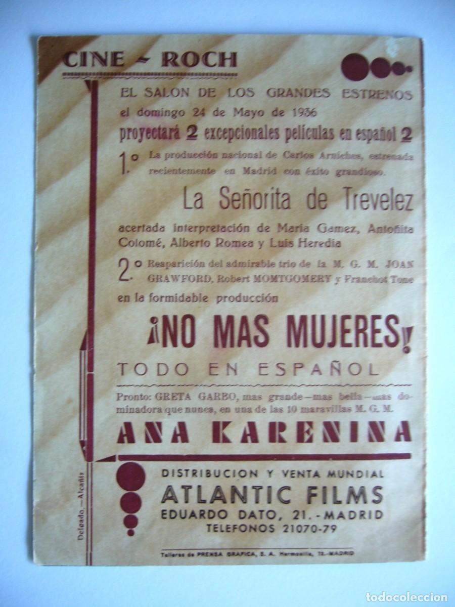 Cine: PROGRAMA de MANO 1936 LA SE&Ntilde;ORITA DE TR&Eacute;VELEZ Programa Doble - Foto 4