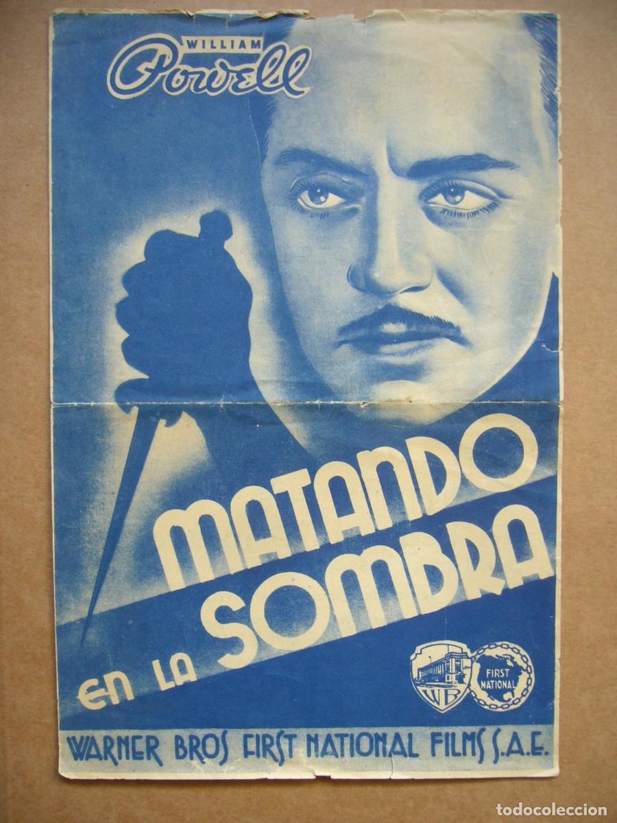 Cine: PROGRAMA de MANO 1936 MATANDO EN LA SOMBRA