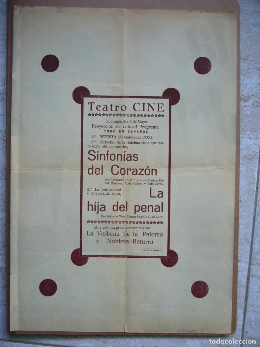 Cine: PROGRAMA de MANO 1936 LA HIJA DEL PENAL Programa Doble - Foto 2