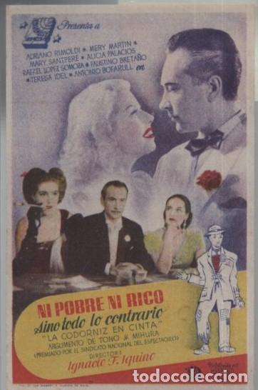 Cine: PROGRAMA DE CINE: NI POBRE NI RICO PC-11947