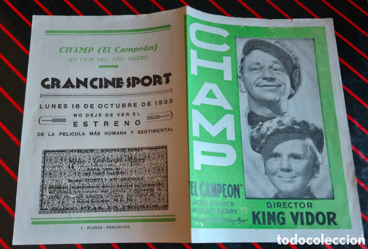 Cine: Antiguo programa de cine doble Champ Cine Sport de Cartagena 1933
