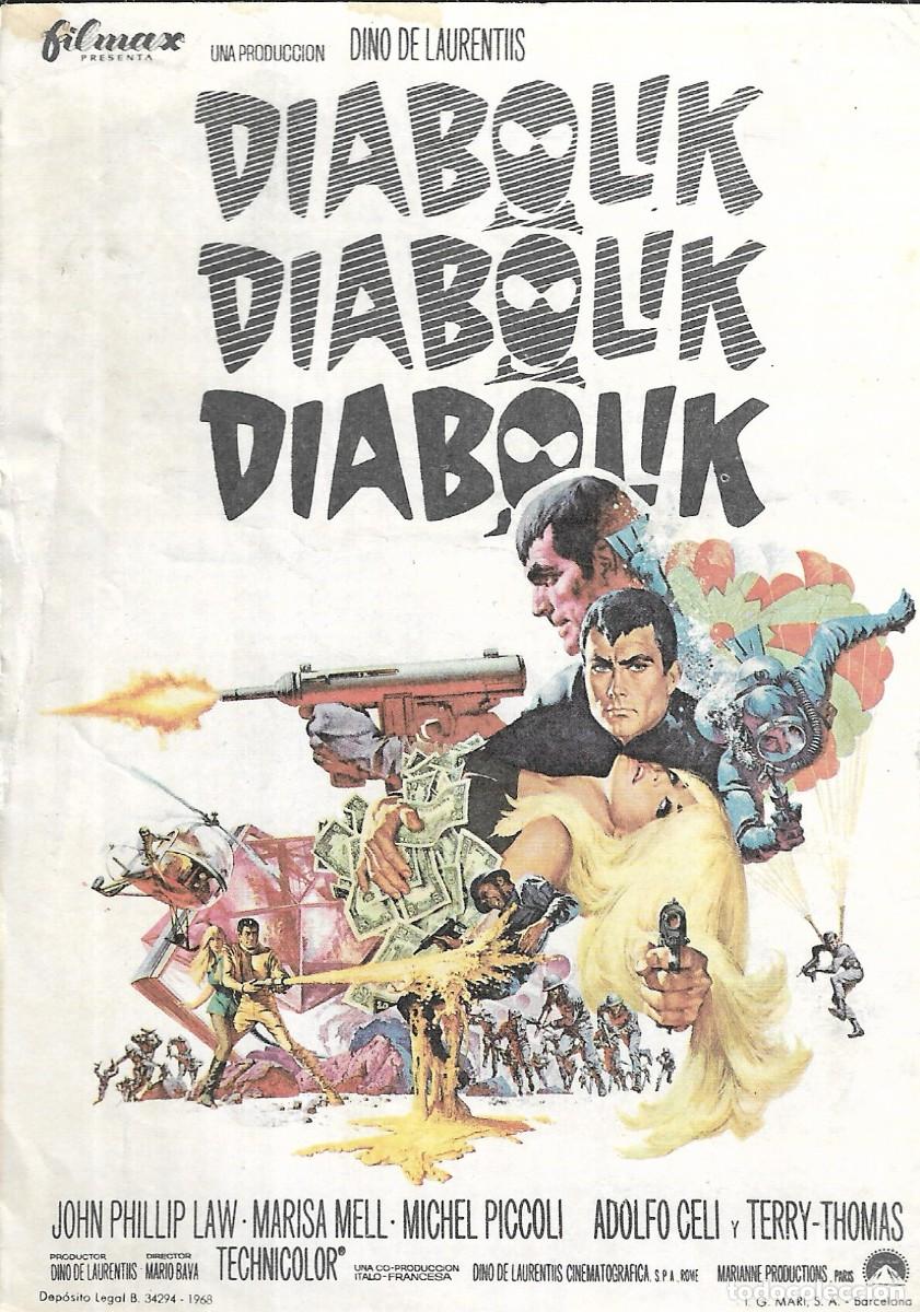 Cine: PROGRAMA DE CINE - DIABOLIK - JOHN PHILLIP LAW, MICHEL PICCOLI - 1968 - SIN PUBLICIDAD.