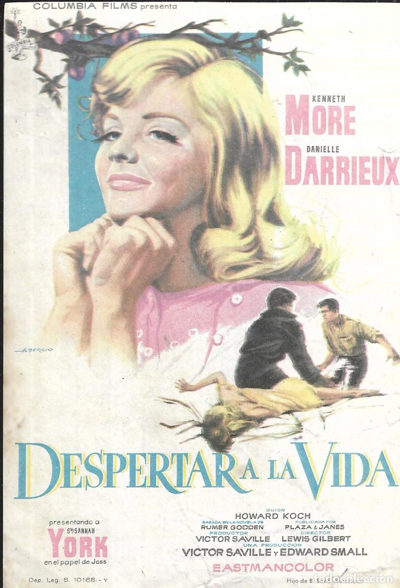 Cine: PROGRAMA DE CINE - DESPERTAR A LA VIDA - KENNETH MOORE, DANIELLE DARRIEUX - 1961 - SIN PUBLICIDAD.