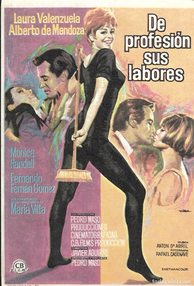 Cine: PROGRAMA DE CINE - DE PROFESI&Oacute;N SUS LABORES - LAURA VALENZUELA - 1970 - SIN PUBLICIDAD.