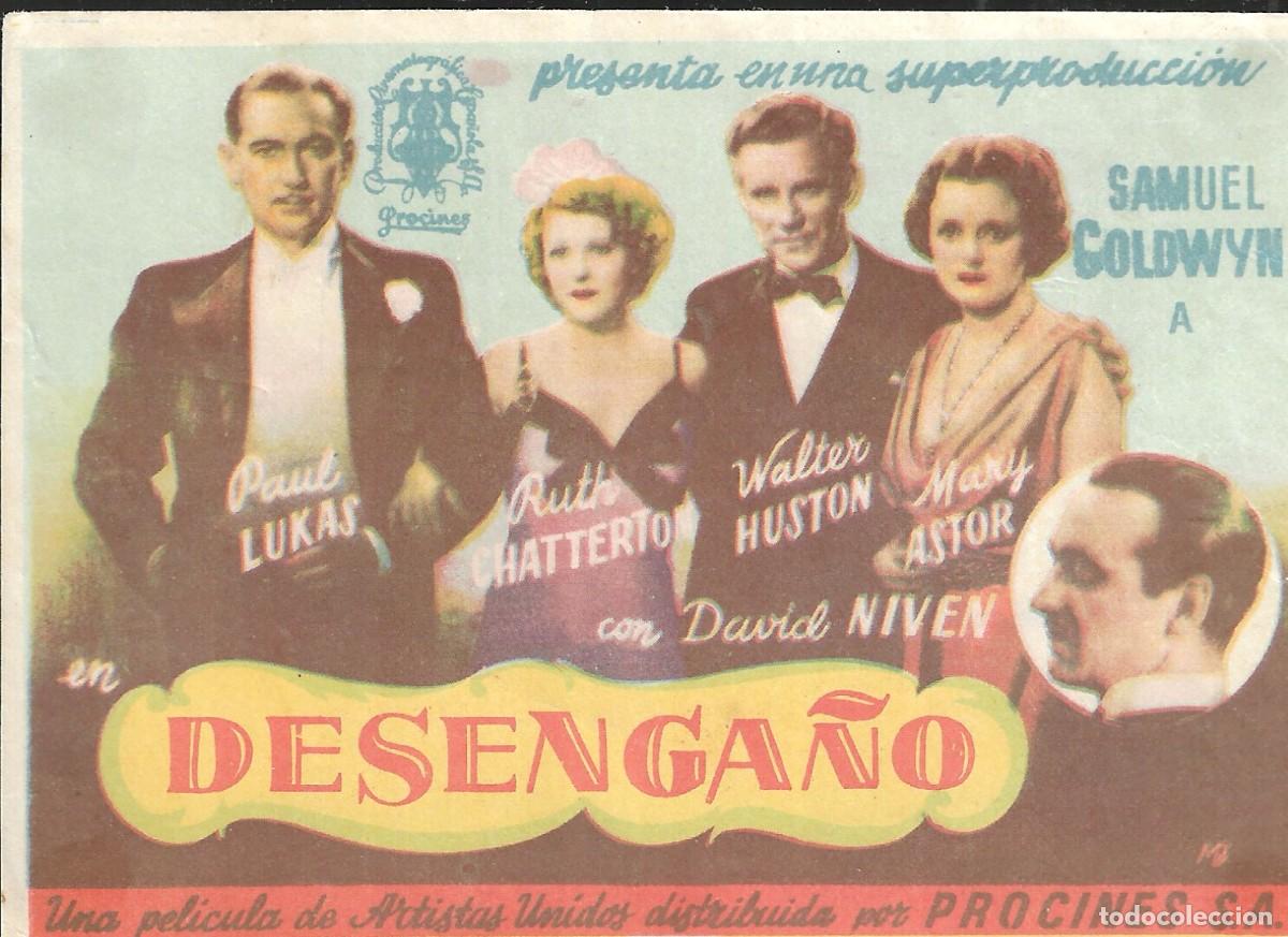 Cine: PROGRAMA DE CINE - DESENGA&Ntilde;O - PAUL LUKAS, MARY ASTOR - 1936 - SIN PUBLICIDAD.