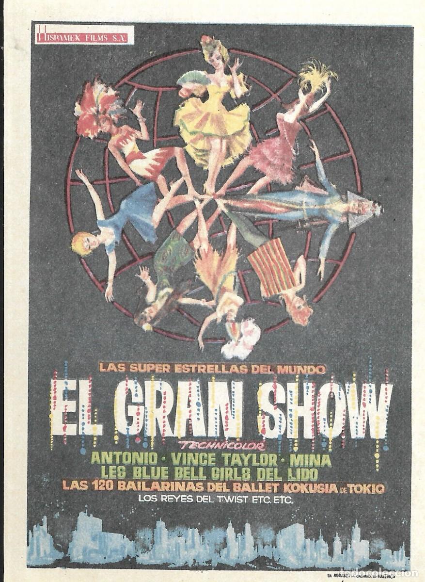 Cine: PROGRAMA DE CINE - EL GRAN SHOW - ANTONIO, MINA - 1967 - SIN PUBLICIDAD.
