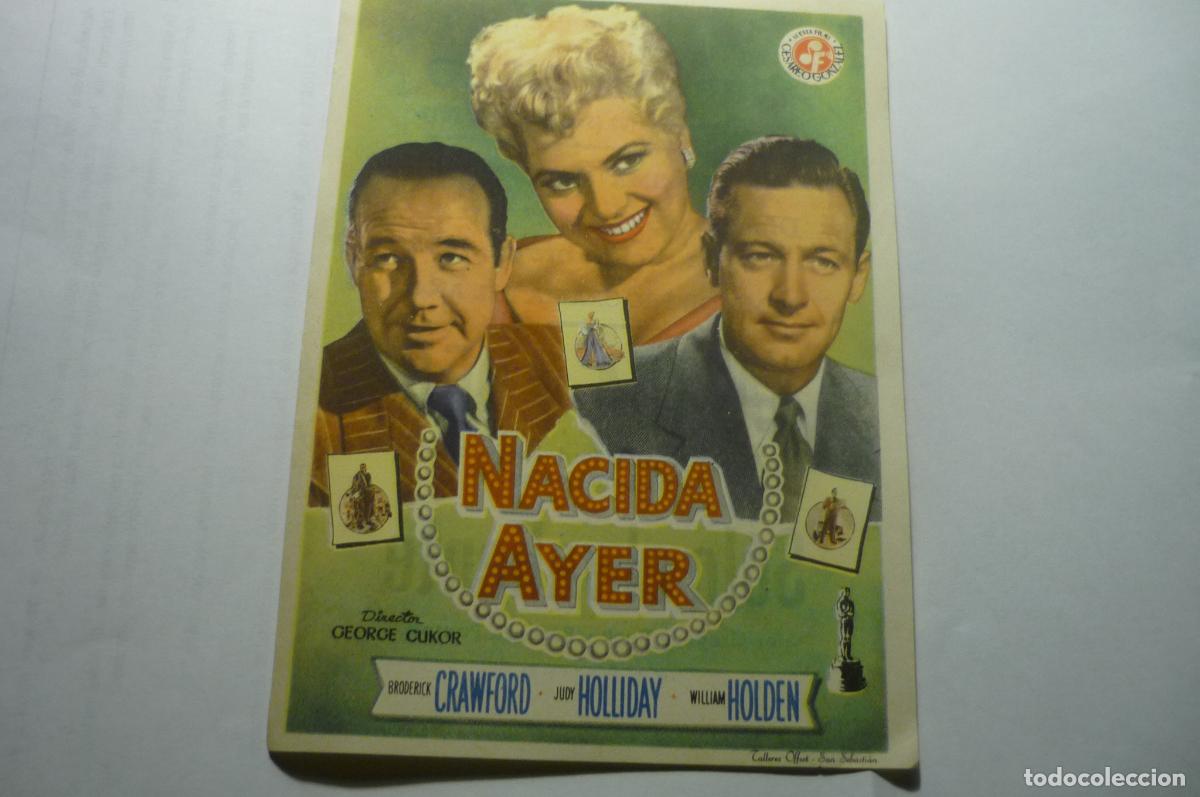 Cine: programa nacida ayer.-william holden publicidad