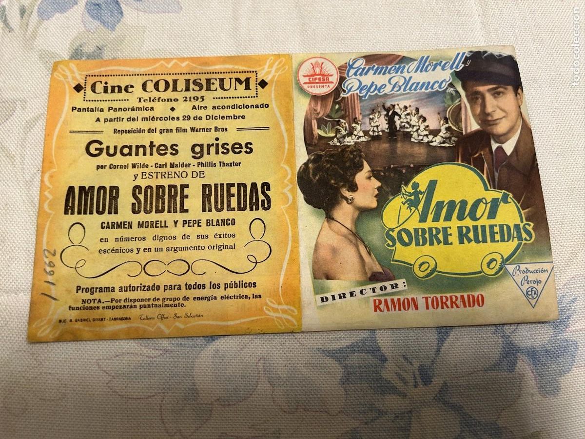 Cine: &ordm;1662 AMOR SOBRE RUEDAS CINE COLISEUM TARAGONA CON PUBLICIDAD BUEN ESTADO