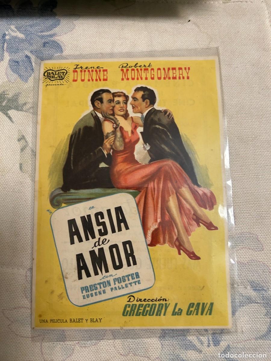 Cine: &ordm;1670 ANSIA DE AMOR CINEMA LA RAMBLA CINE TEATRO PRINCIPAL TARRASA BARCEL CON PUBLICIDAD BUEN ESTADO