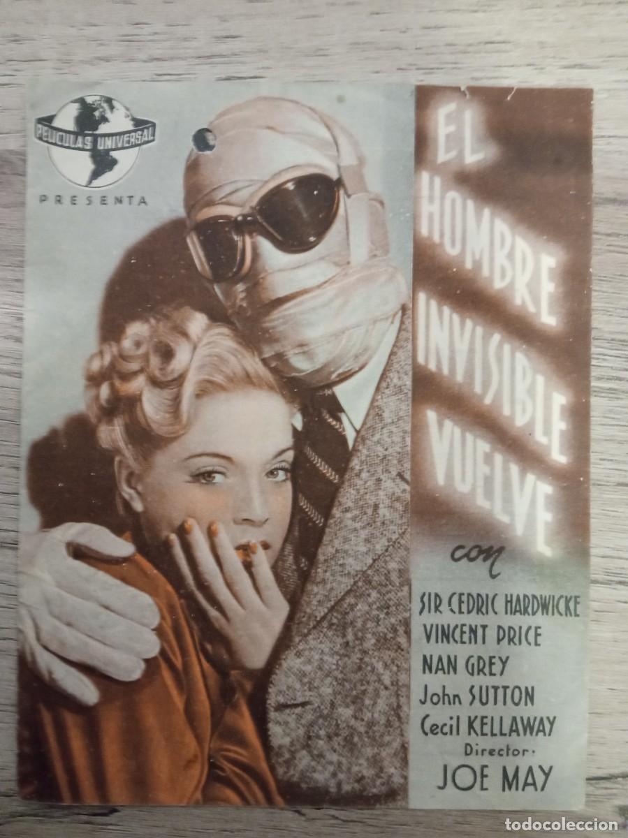 Cine: EL HOMBRE INVISIBLE VUELVE, VINCENT PRICE, CINE OLYMPIA, LOGRO&Ntilde;O, 1942