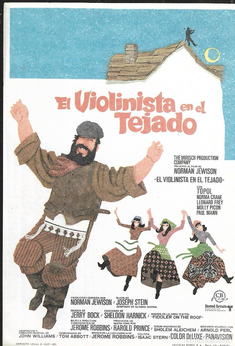 Cine: PROGRAMA DE CINE - EL VIOLINISTA EN EL TEJADO - TOPOL - 1971 - SIN PUBLICIDAD.