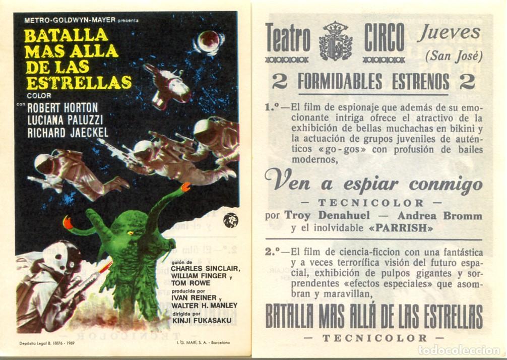 Cine: FOLLETO DE MANO ORIGINAL BATALLA MAS ALL&Aacute; DE LAS ESTRELLAS CINE TEATRO CIRCO ALBACETE