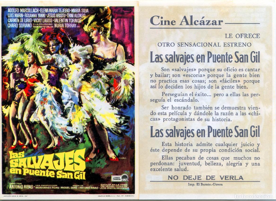 Cine: FOLLETO DE MANO ORIGINAL LAS SALVAJES DE PUENTE SAN GIL CINE ALC&Aacute;ZAR BARCELONA