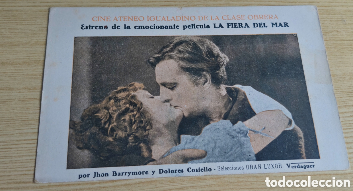 Cine: Antiguo programa de cine mudo La fiera del mar Cine Ateneo Igualadino de la clase obrera