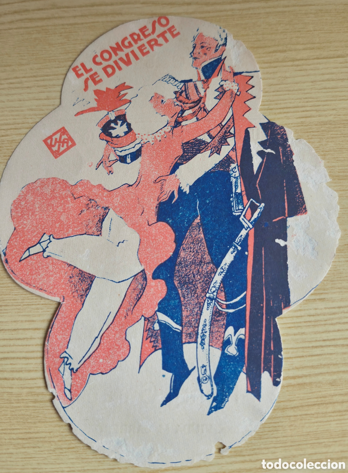 Cine: Antiguo programa de cine troquelado El congreso se divierte Teatro M&aacute;iquez de Cartagena 1932
