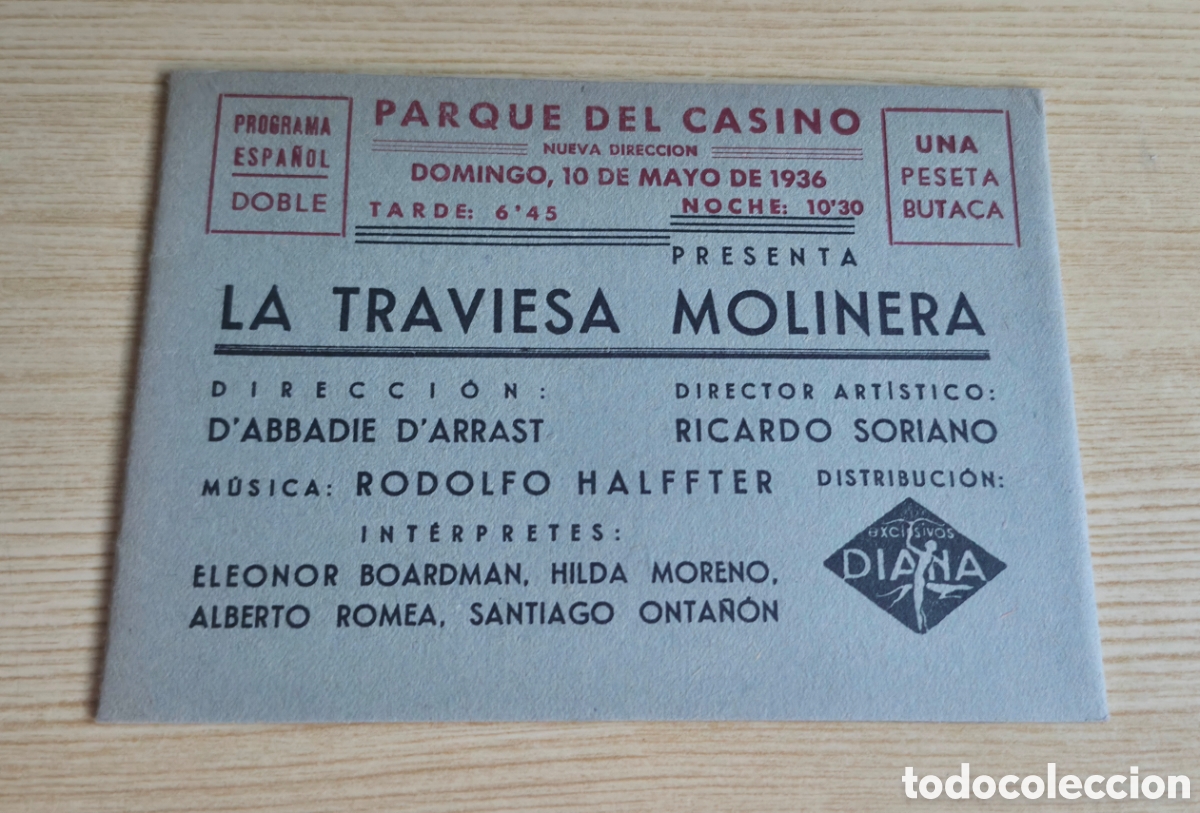 Cine: Antiguo programa de cine La traviesa molinera Parque del Casino