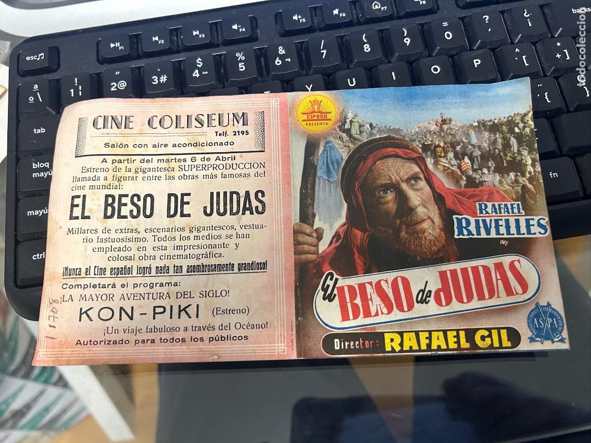 Cine: &ordm;1708 EL BESO DE JUDAS CINE COLISEUM TARRAGONA CON PUBLICIDAD BUEN ESTADO