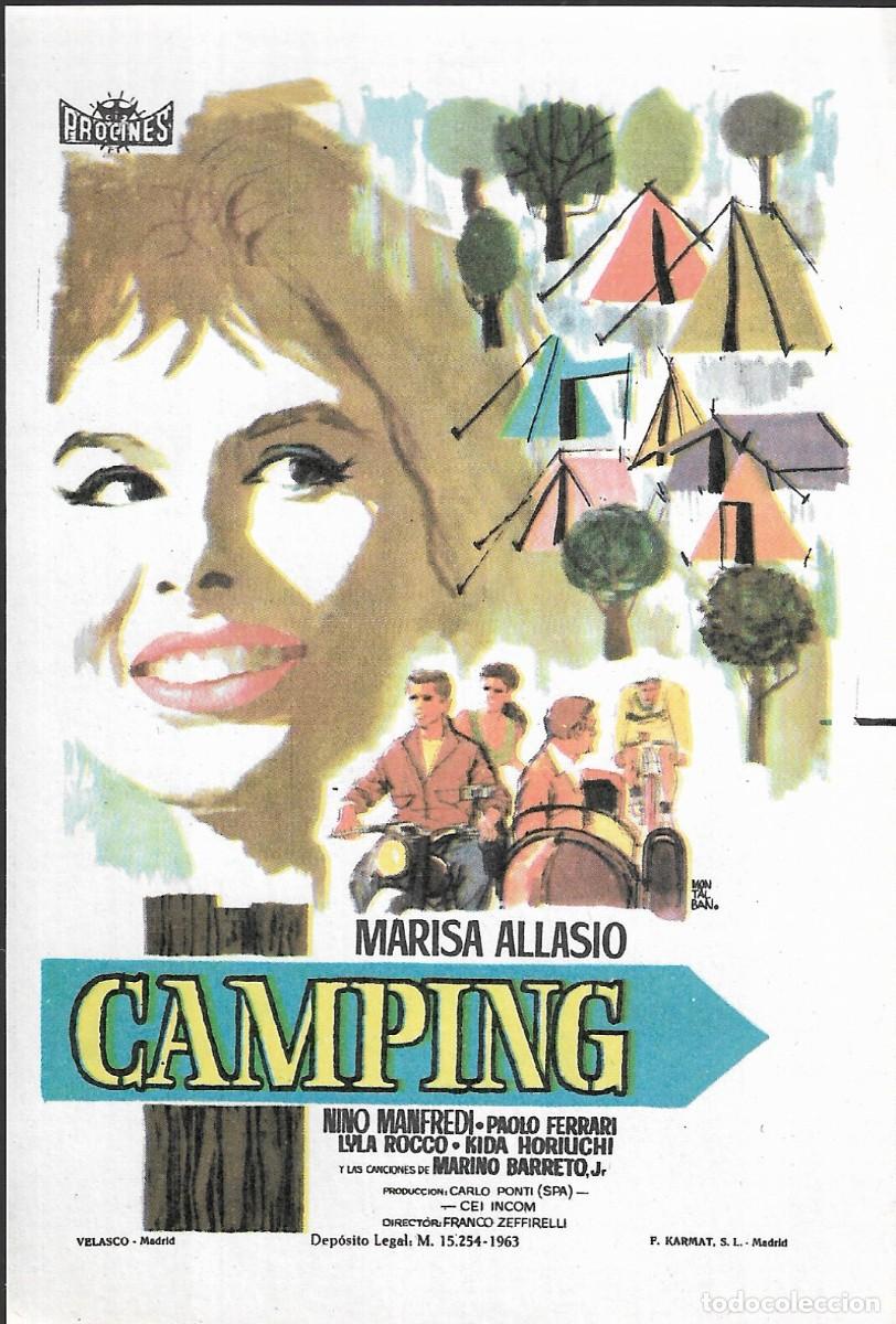 Cine: PROGRAMA DE CINE - CAMPING - MARISA ALLASIO, NINO MANFREDI - 1958- SIN PUBLICIDAD.