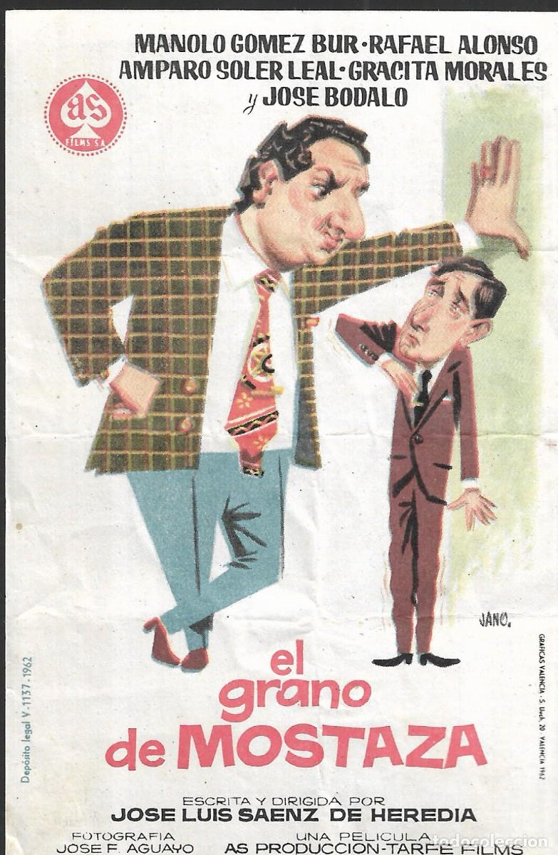 Cine: PROGRAMA DE CINE - EL GRANO DE MOSTAZA - MANOLO G&Oacute;MEZ BUR, GRACITA MORALES - 1962- SIN PUBLICIDAD.