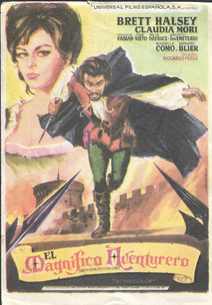 Cine: PROGRAMA DE CINE - EL MAGN&Iacute;FICO AVENTURERO - BRETT HALSEY, CLAUDIA MORI - 1963 - SIN PUBLICIDAD.