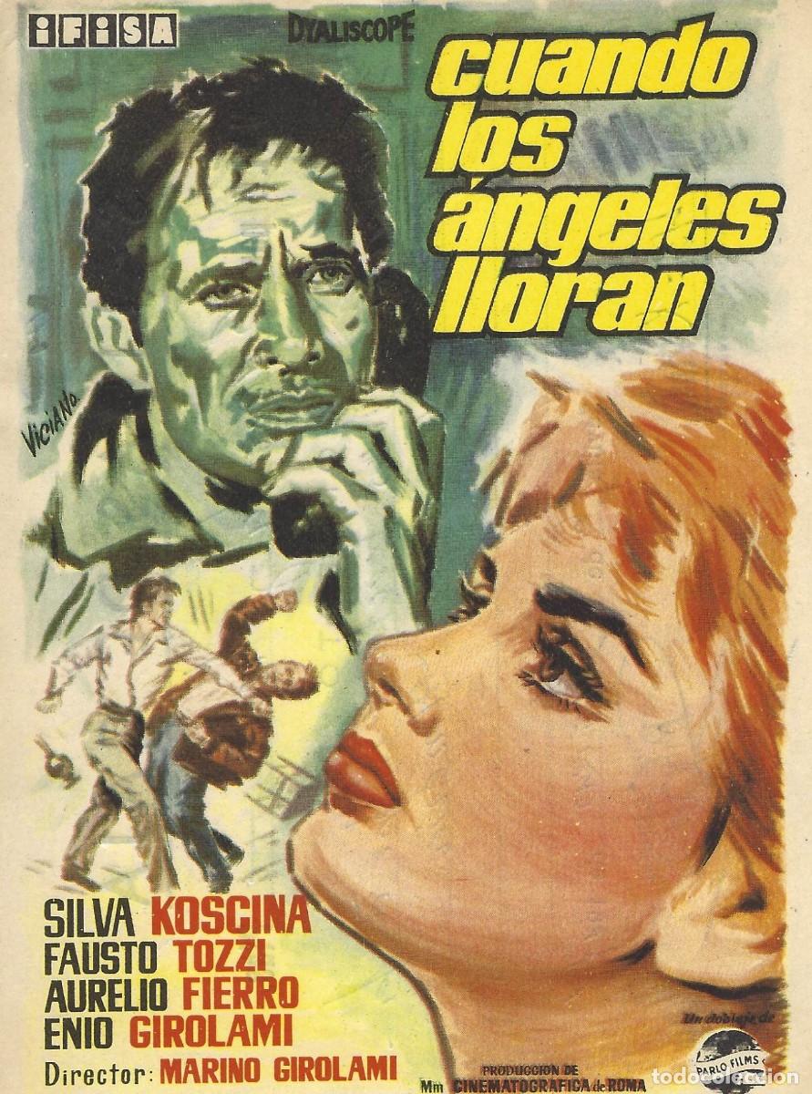 Cine: VC285 CUANDO LOS ANGELES LLORAN-FOLLETO DE MANO-SENCILLO-15 X 11 CM.
