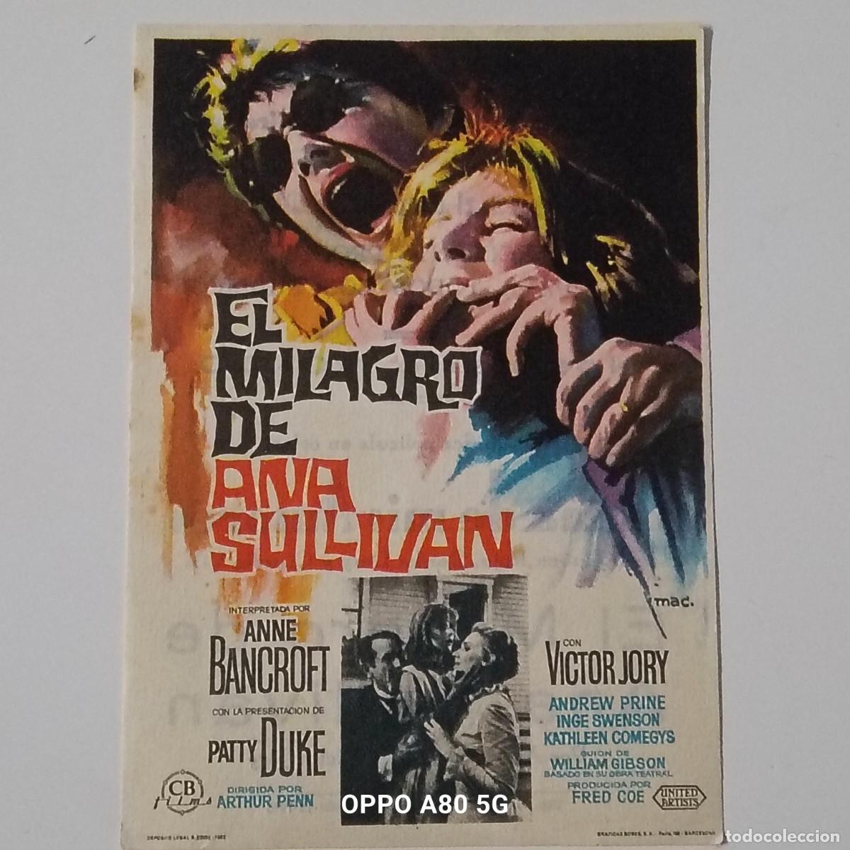 Cine: EL MILAGRO DE ANA SULLIVAN - SIMPLE CON PUBLICIDAD LA ROSALEDA BENICALOP - BUEN ESTADO