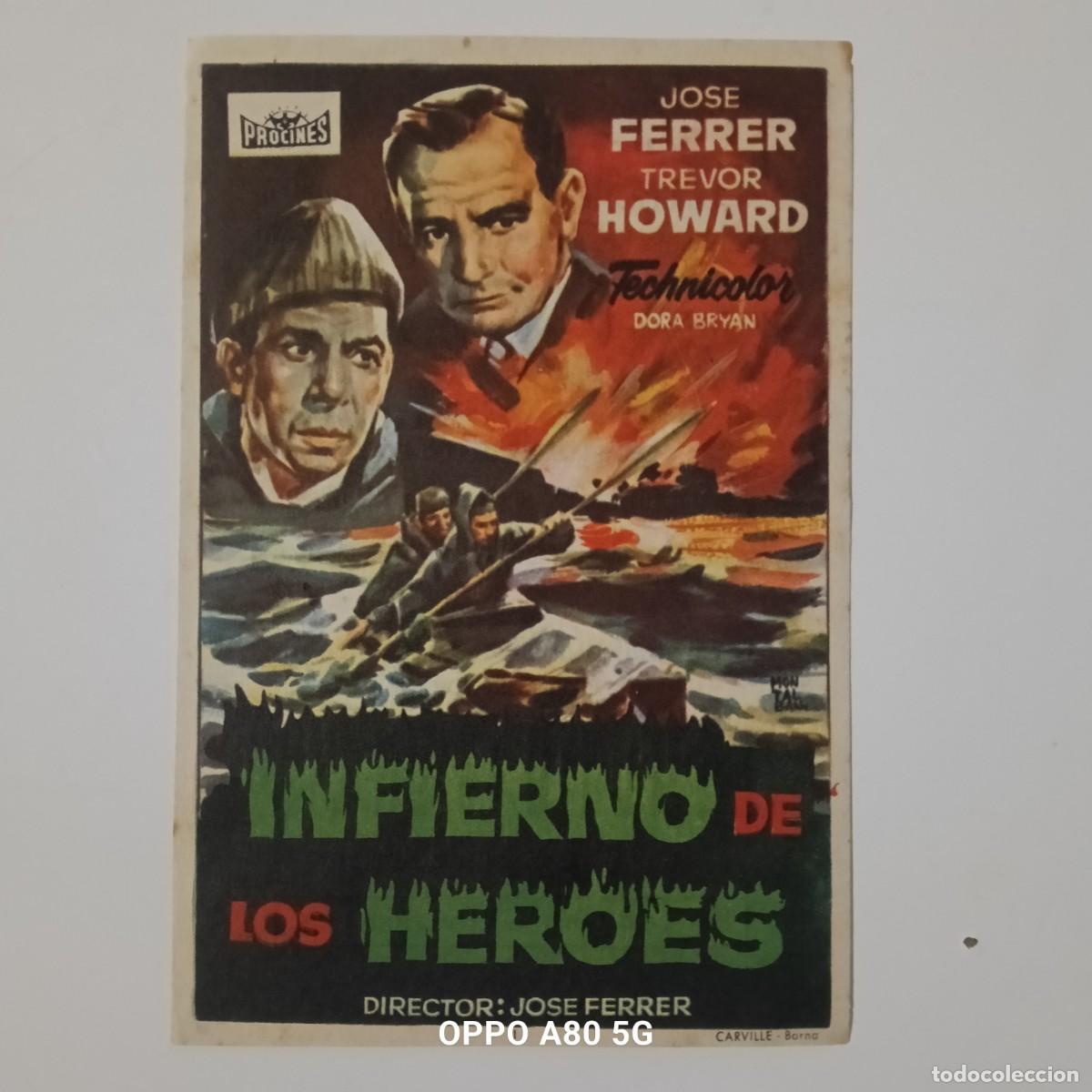 Cine: INFIERNO DE LOS HEROES - SIMPLE CON PUBLICIDAD TERRAZA DE VERANO ORIHUELA - BUEN ESTADO