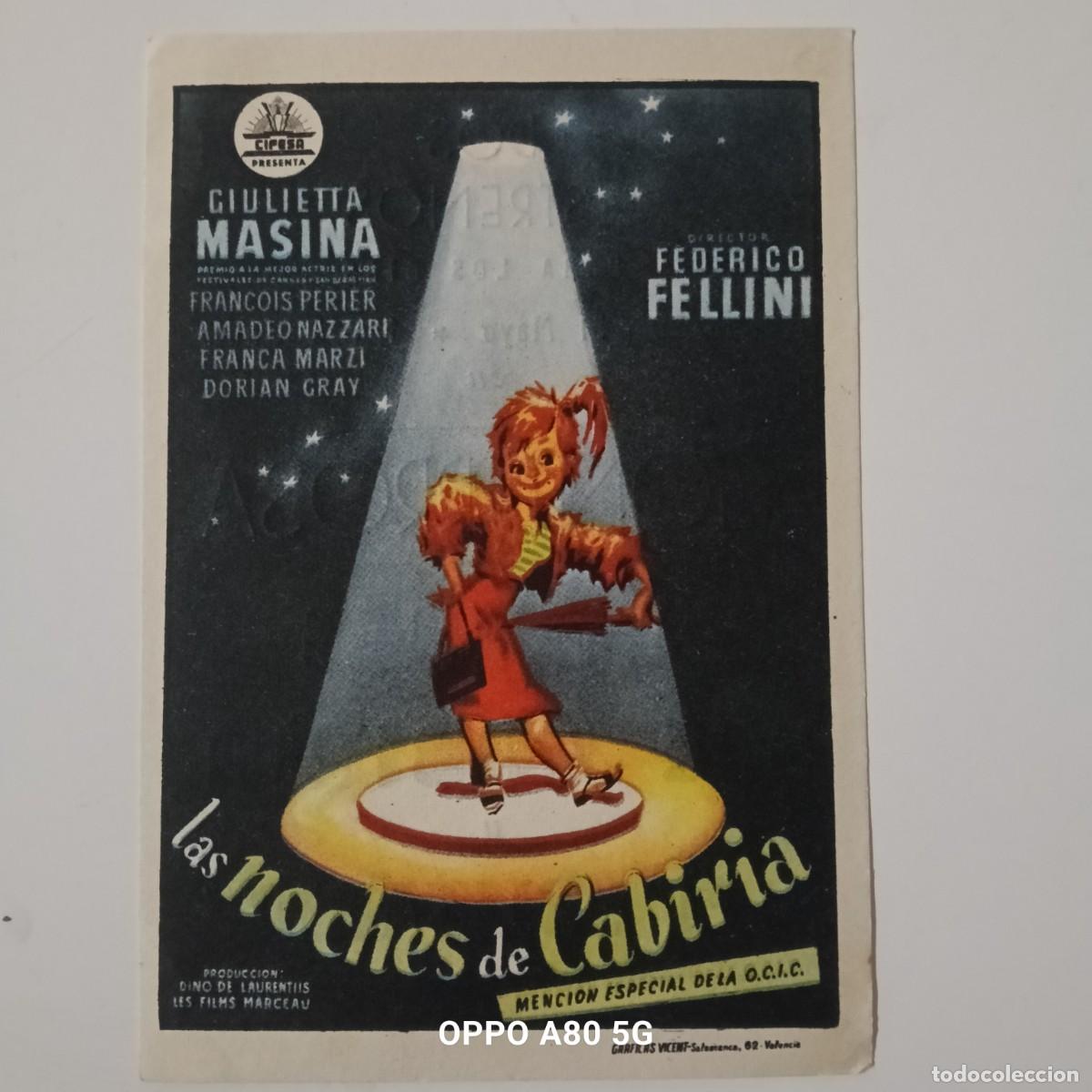 Cine: LAS NOCHES DE CABIRIA - SIMPLE CON PUBLICIDAD CINE MONTERROSA - BUEN ESTADO