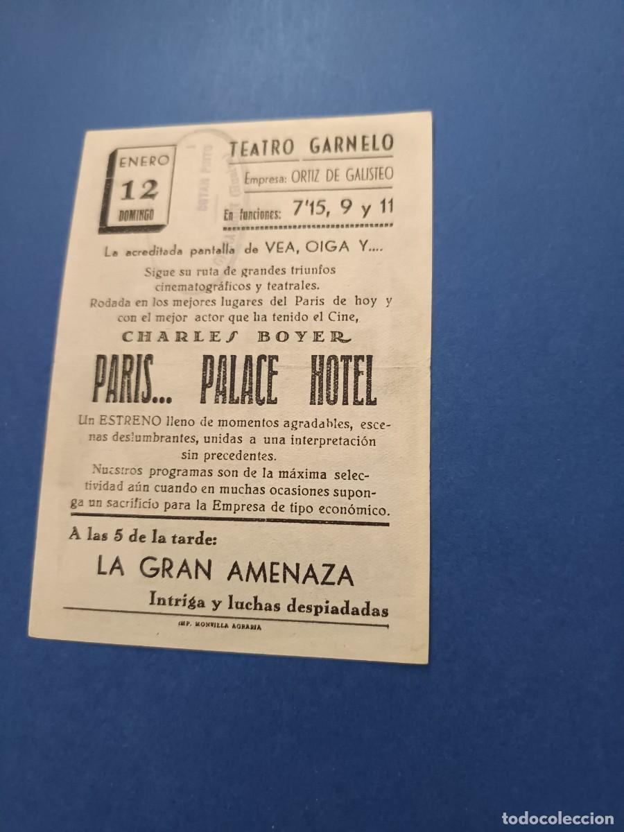 Cine: PROGRAMA DE CINE PARIS...PALACE HOTEL CHARLES BOYER - Foto 2