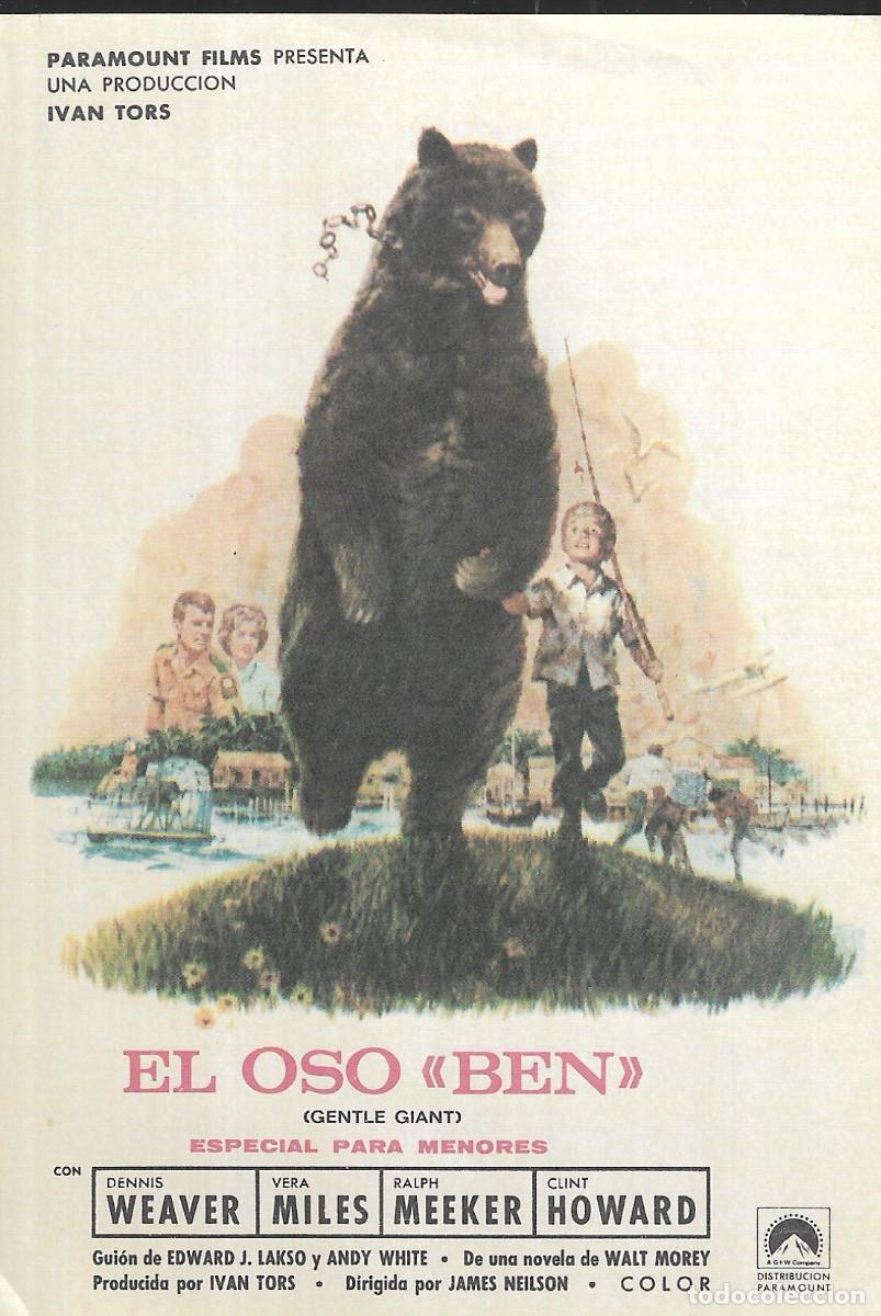 Cine: PROGRAMA DE CINE - EL OSO BEN - DENNIS WEAVER - 1967 - SIN PUBLICIDAD.
