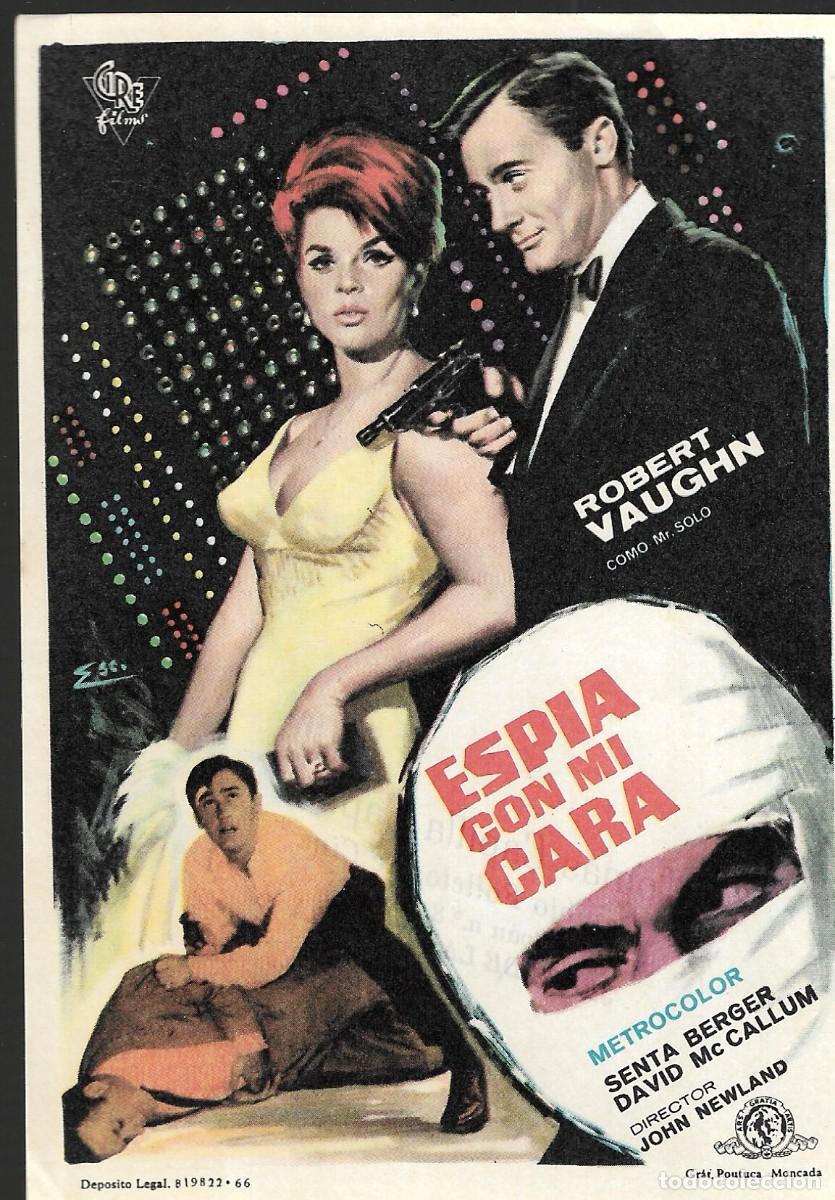Cine: PROGRAMA DE CINE - ESP&Iacute;A CON MI CARA - ROBERT VAUGHN - 1966 - ESCOBAR - SIN PUBLICIDAD.