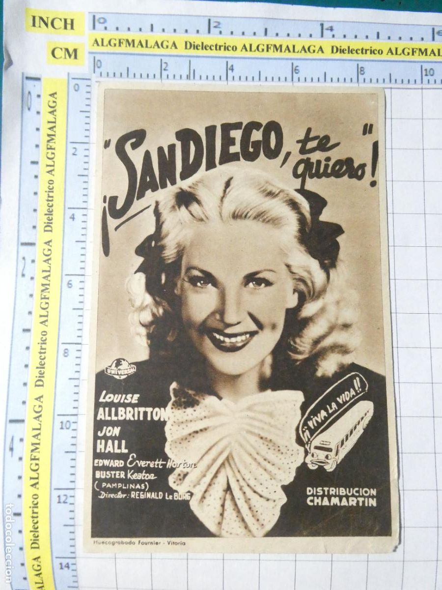 Cine: PROGRAMA DE MANO. CINE. PEL&Iacute;CULA. SAN DIEGO TE QUIERO 1946 ALIATAR CINEMA. 603