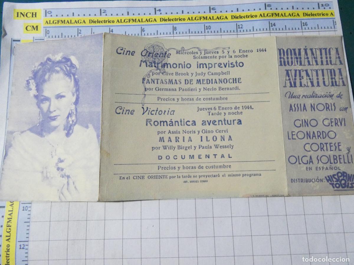 Cine: PROGRAMA DE MANO. CINE. PEL&Iacute;CULA. ROM&Aacute;NTICA AVENTURA A&Ntilde;O 1944 CINE VICTORIA. 606
