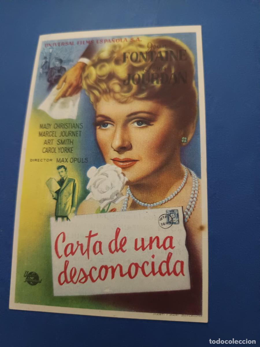 Cine: PROGRAMA DE CINE CARTA DE UNA DESCONOCIDA JOAN FONTAINE