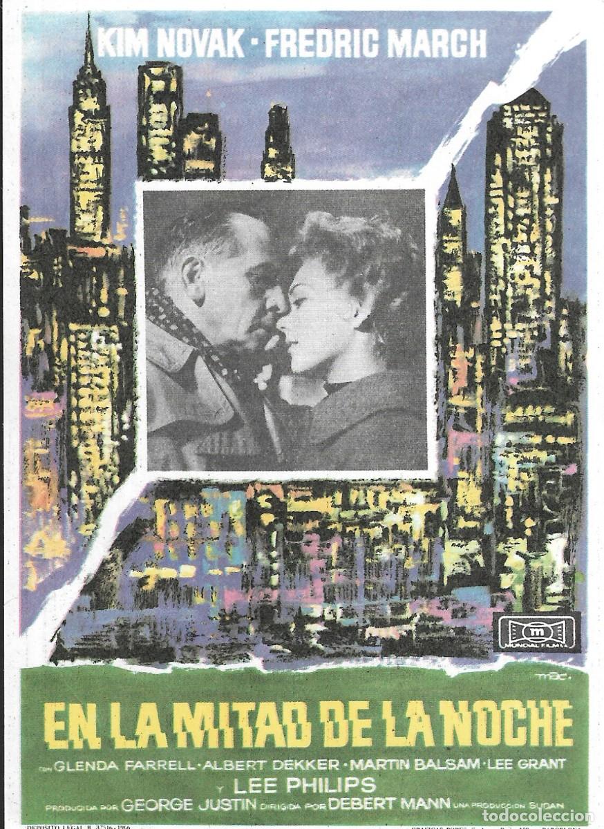Cine: PROGRAMA DE CINE - EN LA MITAD DE LA NOCHE - KIM NOVAK, FRERIC MARCH - 1966 - MAC - SIN PUBLICIDAD.
