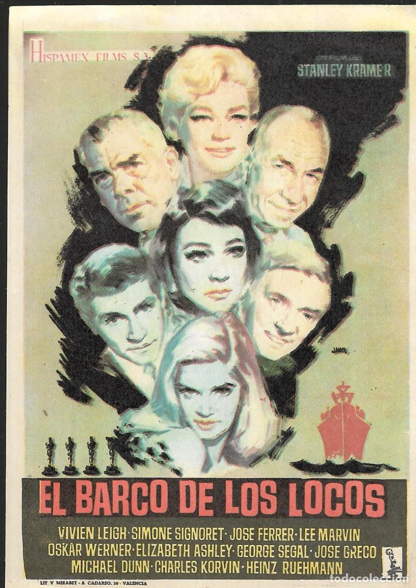 Cine: PROGRAMA DE CINE - EL BARCO DE LOS LOCOS - VIVIEN LEIGH, LEE MARVIN - JANO - 1965 - SIN PUBLICIDAD.