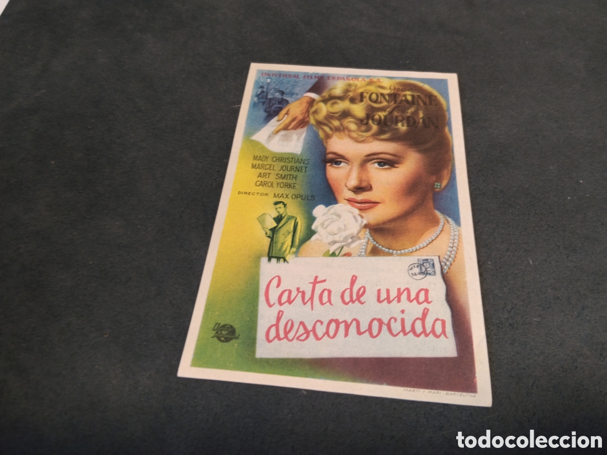 Cine: Cine folleto de mano,carta de una desconocida, Cine Principal, onda