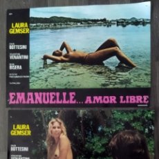 Cine: 2 ANTIGUAS FOTOS FILM PUBLICITARIA DE CINE EMANUELLE AMOR LIBRE 1974. Lote 294864753