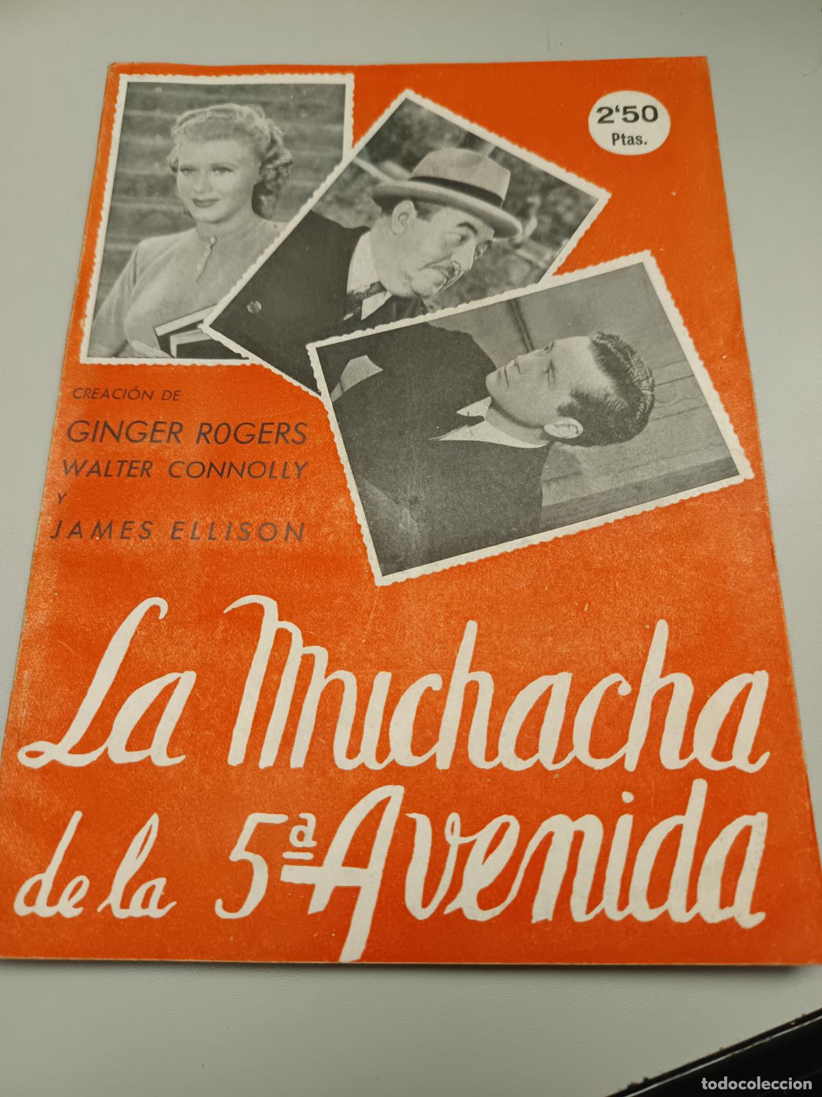 Cin&eacute;ma: LA MUCHACHA DE LA 5&ordf; AVENIDA, GINGER ROGERS, WALTER CONNOLLY, EDICIONES FRISO. DISTRIBUIDA FILMOFONO