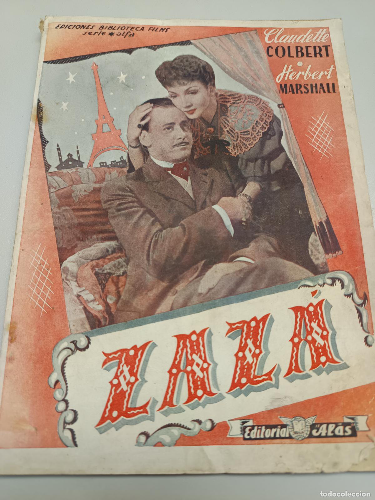 Cin&eacute;ma: ZAZA, CLAUDETTE COLBERT, HERBERT MARSHALL, EDITORIAL ALAS, BIBLIOTECA FILMS N&ordm; 339