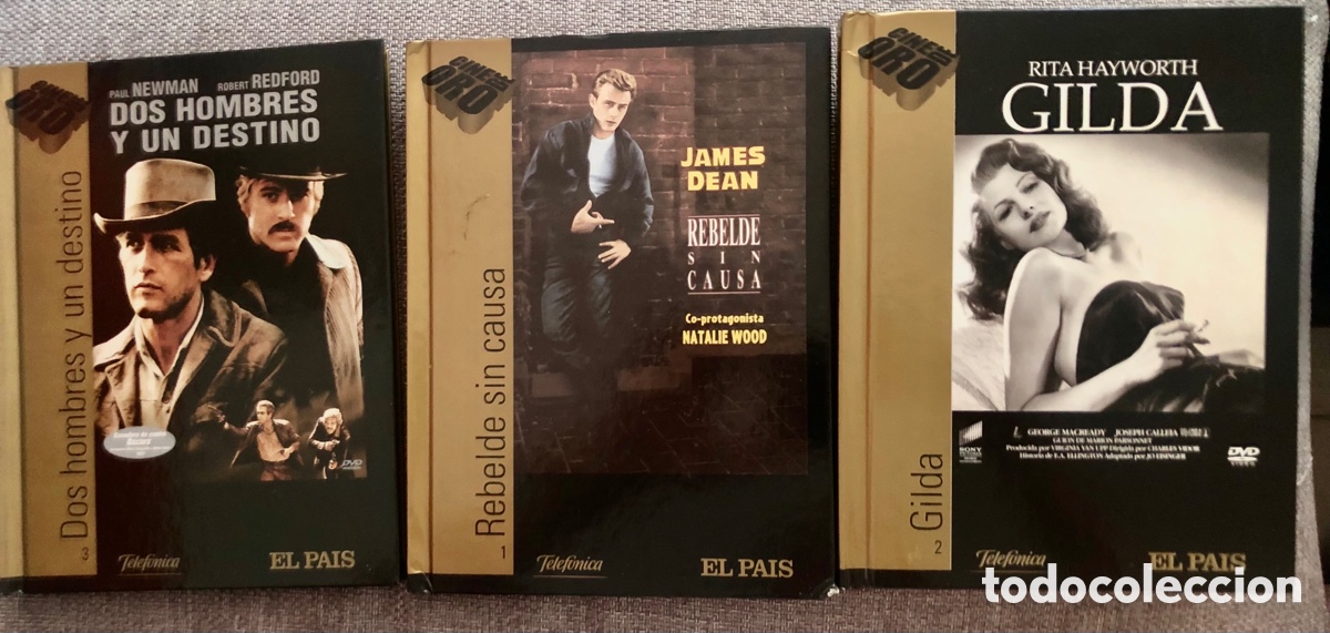 Cine: Lote 3 Libros-DVD Colecci&oacute;n Cine de Oro El Pa&iacute;s: Rebelde sin causa, Hilda y Dos hombres y un destino