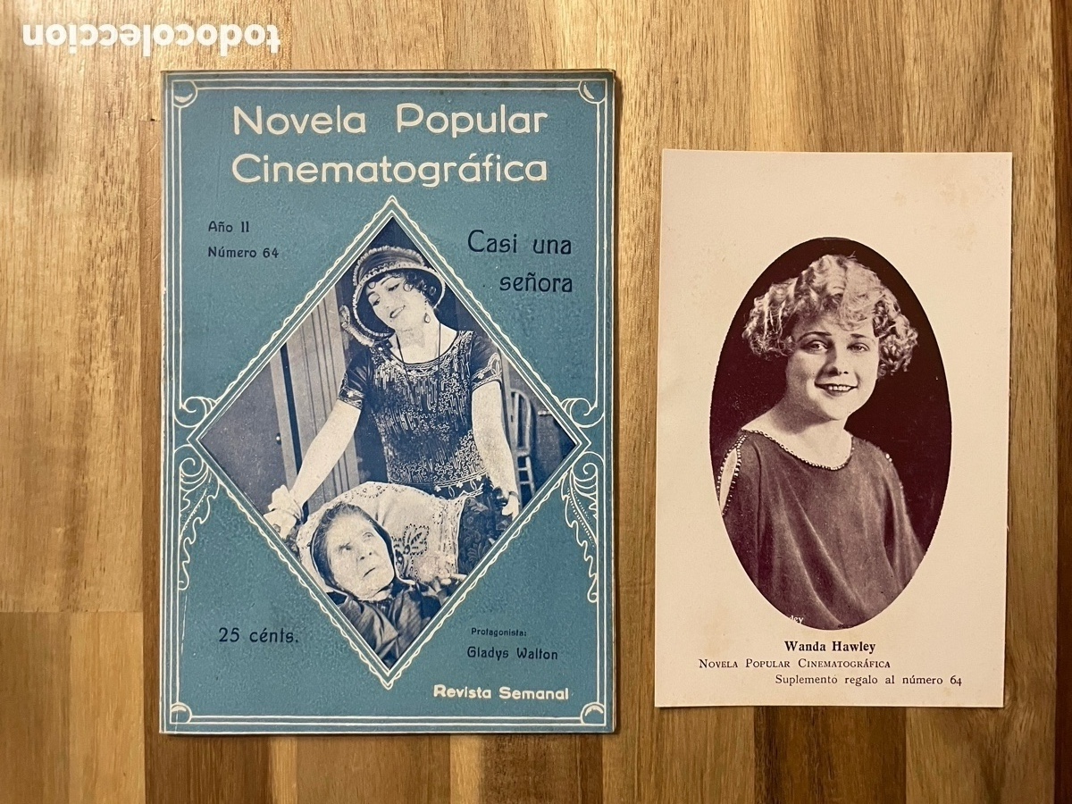Cinema: Novela popular cinematogr&aacute;fica. Casi una se&ntilde;ora. N. 64. Postal Wanda Hawley.