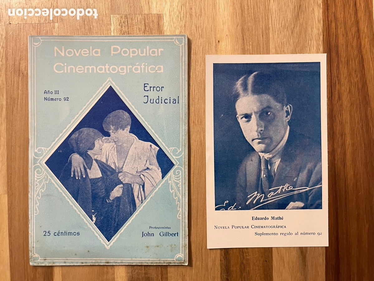 Cine: Novela popular cinematogr&aacute;fica. Error judicial. N. 92. John Gilbert.