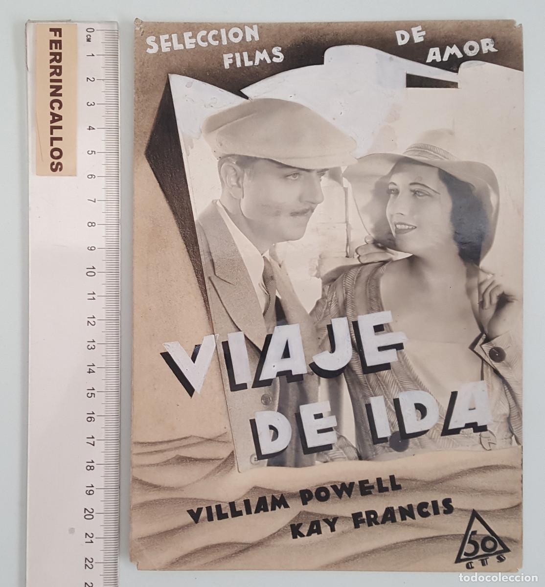 Cine: &iexcl;&Uacute;NICO! MAQUETA ARTE FINAL ORIGINAL PORTADA &rdquo;SELECCI&Oacute;N FILMS DE AMOR&rdquo; - VIAJE DE IDA (1932)
