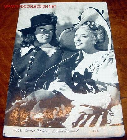 Cin&eacute;ma: ANTIGUA FOTO POSTAL DE CORREL WILDE Y LINDA DARNELL , FOX A&Ntilde;OS 50