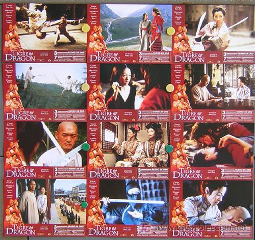 Kino: T03377 TIGRE Y DRAGON ANG LEE CHOW YUN FAT ARTES MARCIALES SET COMPLETO 12 FOTOCROMOS ORIG ESTRENO