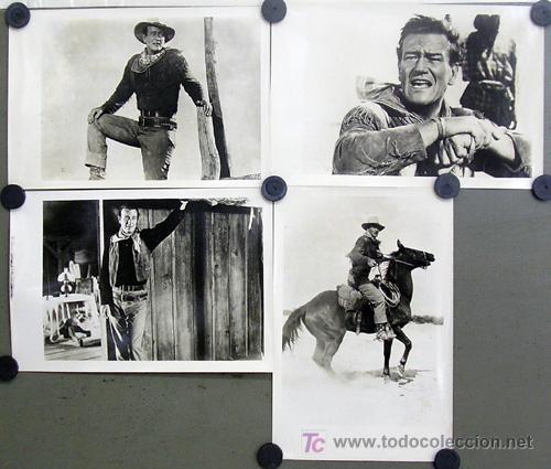 Cine: F0118 JOHN WAYNE HONDO 4 FOTOS B/N ORIGINALES ESPA&Ntilde;OLAS