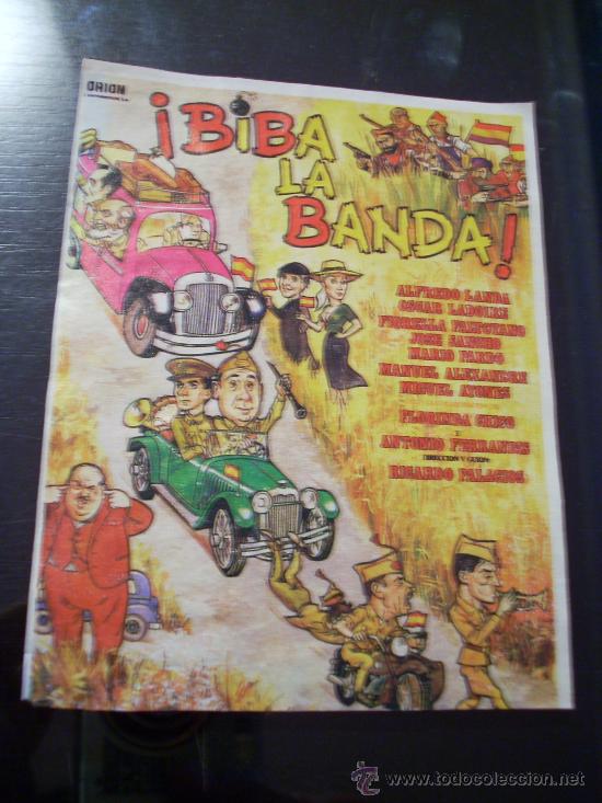 Cine: '&iexcl;Biba la banda!', con Alfredo Landa. Ficha tama&ntilde;o postal.