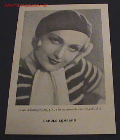 Kino: FOTOGRAFIA CAROLE LOMBARD - EDITORIAL CASTRO - MIDE 20 X 13 CMS - .