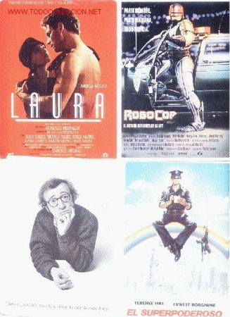 Cine: 5 postales de peliculas,Dias de radio,robocop,el superpoderoso y laura